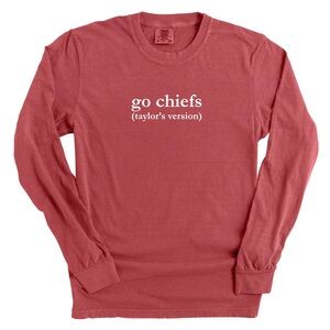 Go Chiefs (Taylor's Version) Embroidered Long Sleeve Red Comfort Color T-Shirt